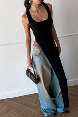 Diagonal Hem Maxi Knit Top - View 10 | TEVQA
