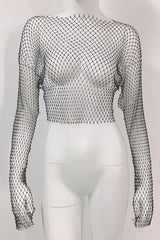 Crystal Diamond See Through Crop Top | Dress In Beauty