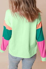 Playful Color Block Long Sleeve Top - TEVQA