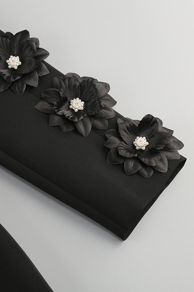 Leonie Flower Embellished Black Blazer | Dress In Beauty