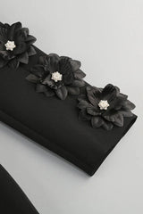 Embellished black crepe blazer with satin lapels - View 10 | TEVQA