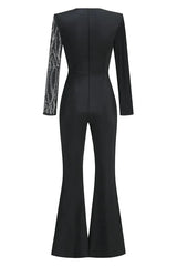 Women's Long Sleeve Flared Leg Jumpsuit - View 15 | TEVQA