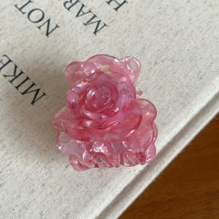 3D Sculpted Rose Acetate Hair Claw Clip - 2 Inch Romantic Floral Accessory