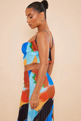 Pleated cow neck top and maxi skirt set - View 14 | TEVQA
