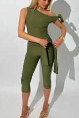 One-shoulder knit pants set - View 17 | TEVQA