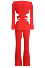 Madeline Red Cutout Jumpsuit Set - View 9 | TEVQA