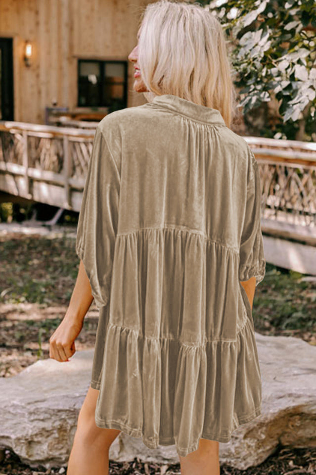 Chestnut Ruffle Velvet Tunic Top | Dress In Beauty