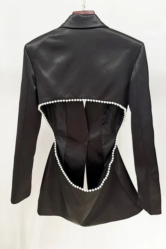 Ossie Pearl Embellished Cutout Blazer Set - TEVQA