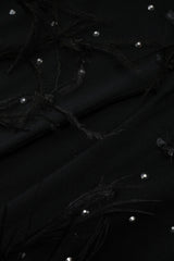 Rhinestone Faux Feather Trim Split Maxi Dress | Dress In Beauty