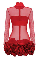 Mock Neck Mini Dress - View 14 | TEVQA