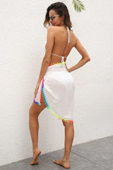 Beach wrap skirt with pom-pom trim - View 12 | TEVQA
