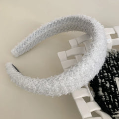 Classic Tweed Padded Headband - 1.2 Inch Black & White Collection