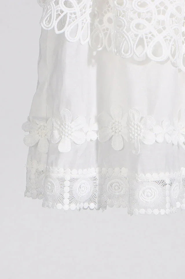 Raina White One-Shoulder Embroidered Set - View 9 | TEVQA