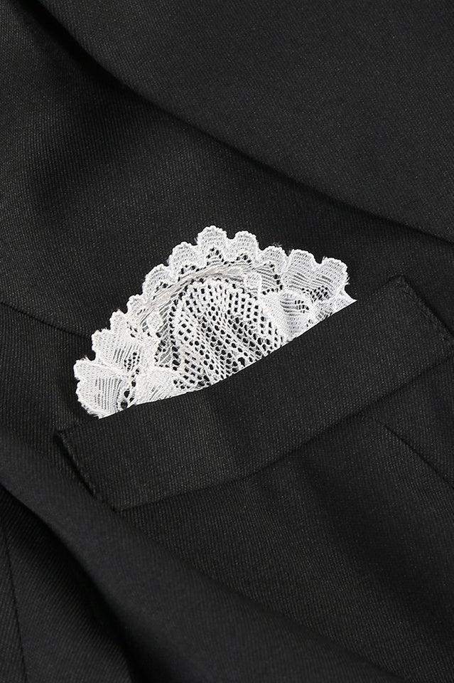 V Neck Lace Embellished Blazer - TEVQA