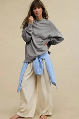 Comfy Chic Raw Seam Oversized Sweatshirt - TEVQA