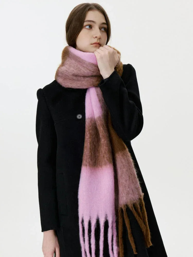 Oversized Forest Green & Brown Block Scarf - TEVQA