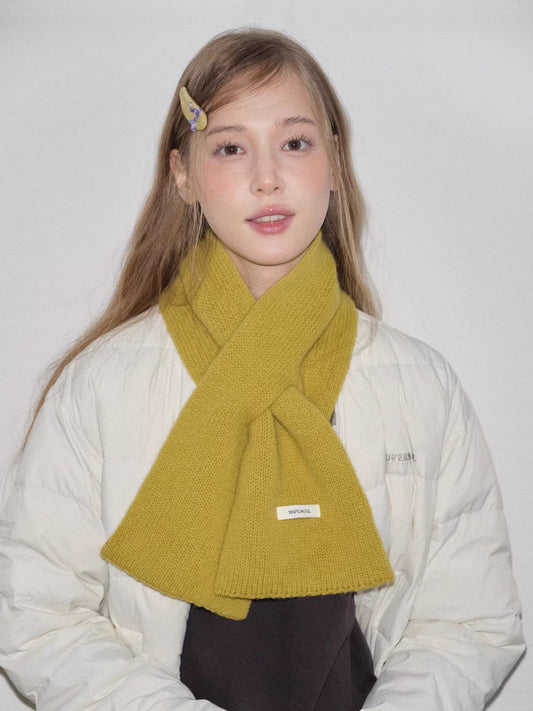 100% Wool Pull-Through Scarf Mustard Yellow