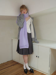 Soft Wool Blend Knitted Scarf with 3D Crochet Lettering