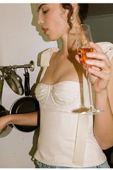 Lace Up White Tank Top - Dress In Beauty