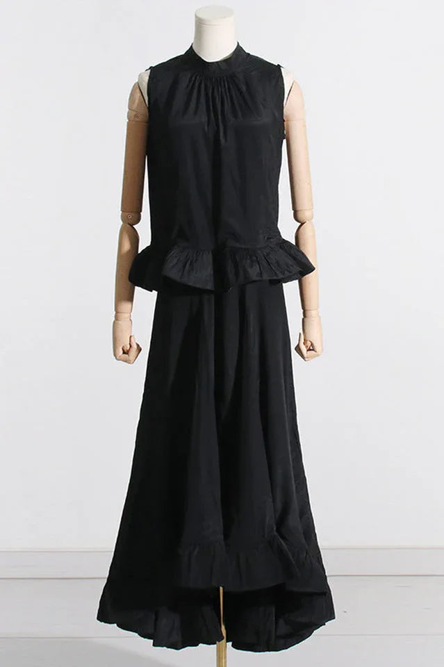 Sleeveless Ruffle Mock Neck Top and Skirt Set - View 15 | TEVQA