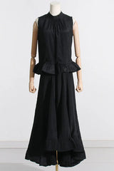 Sleeveless Ruffle Mock Neck Top and Skirt Set - View 15 | TEVQA