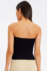 Merlaine Strapless Knotted Knit Crop Top - View 7 | TEVQA