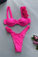 Ruched bikini set with floral accents and sweetheart neckline - View 10 | TEVQA