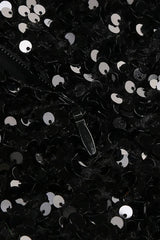 One Shoulder Shiny Sequin Lace Dress - TEVQA