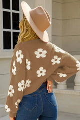 Fuzzy Floral Knit Cardigan - View 15 | TEVQA
