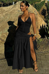 V-Neck Bodysuit Wrap Skirt Set - TEVQA
