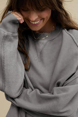Comfy Chic Raw Seam Oversized Sweatshirt - TEVQA