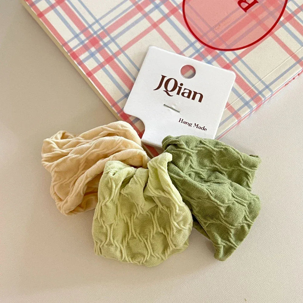 Wide Crinkled Fabric Scrunchie - Gentle Snag-Free Hair Tie - TEVQA