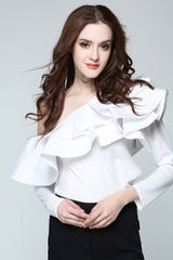 One Shoulder Ruffled Shirt | Dress In Beauty