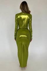 Juliette Metallic Tie Front Maxi Dress - View 17 | TEVQA