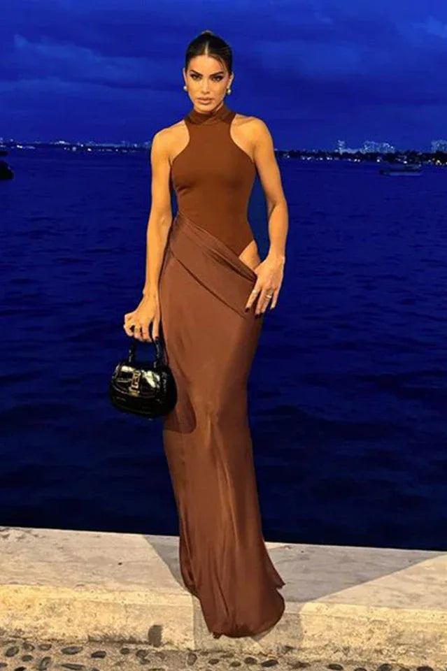 Vera Asymmetrical Cut Out Maxi Dress - TEVQA