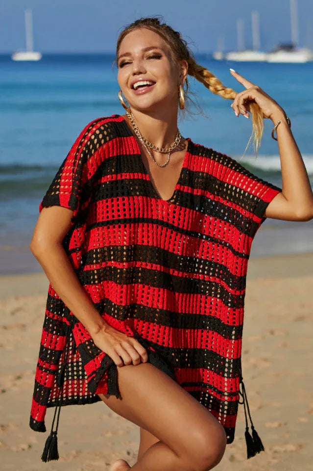 Crocheted V-Neck Beach Cover Up - View 22 | TEVQA