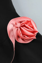 Strapless mini dress with rose appliqué - View 8 | TEVQA