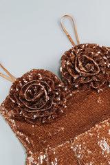 Floral Detail Sequin A Line Corset Dress | Dress In Beauty