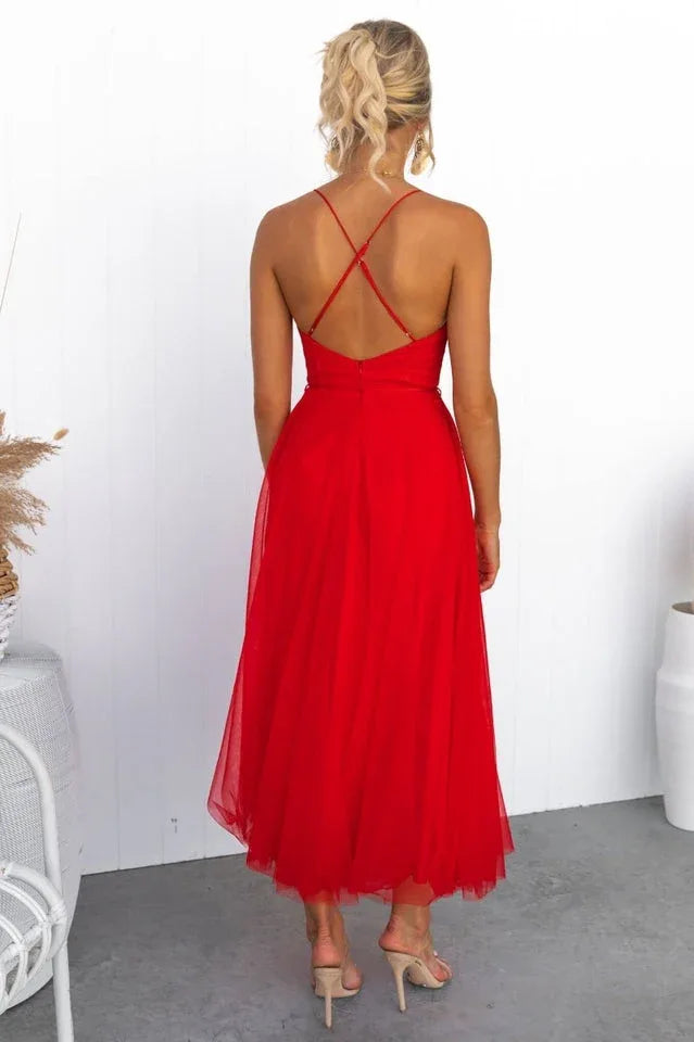 Cindy Tulle Midi Dress - TEVQA