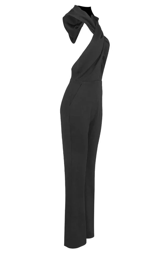 Backless Hooded Jumpsuit With Slip Pockets - TEVQA