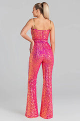 Lucinda Gold Sequin Jumpsuit - View 15 | TEVQA
