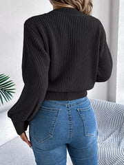 Orange Cable Knit Cinched Waist Sweater - View 17 | TEVQA