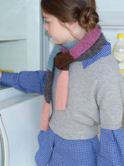 Recycled Wool Blend Colorblock Skinny Scarf