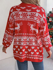 Green Reindeer Fair Isle Knit Cardigan