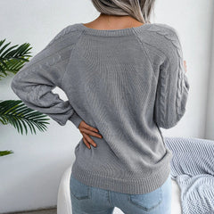 Gray Square Neck Pullover Sweater Top