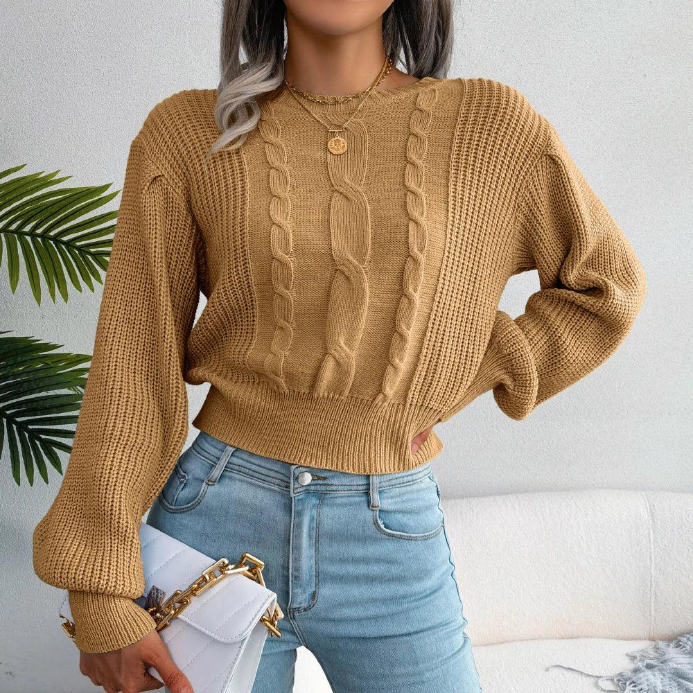 Yellow Cable Knit Sweater - TEVQA