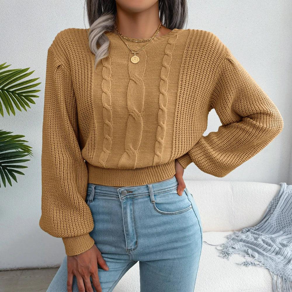 Yellow Cable Knit Sweater - TEVQA