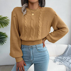 Yellow Cable Knit Sweater - TEVQA