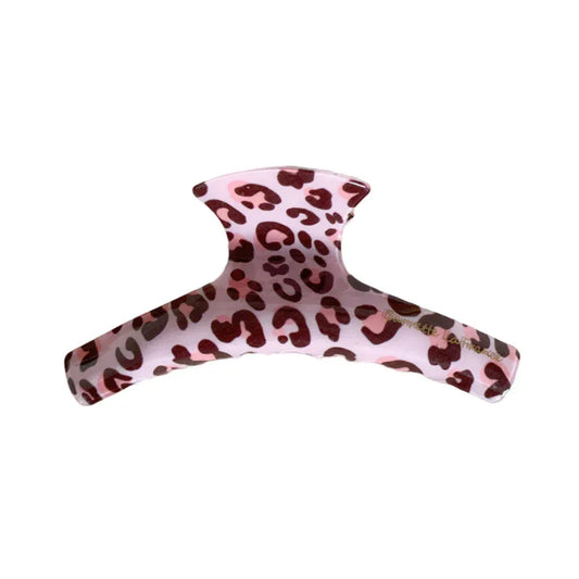 pink leopard print hair claw clip