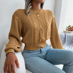 Yellow Cable Knit Sweater - TEVQA